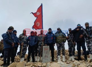 सशस्त्र प्रहरीद्धारा नेपाल र चीनबिचका सिमा स्तम्भको अनुगमन